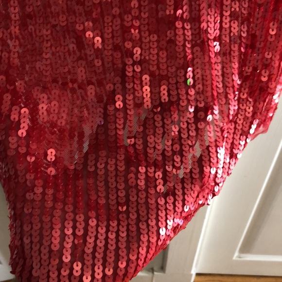 Arden B red sequin sheer long sleeve dress. Size Medium - Picture 3 of 4